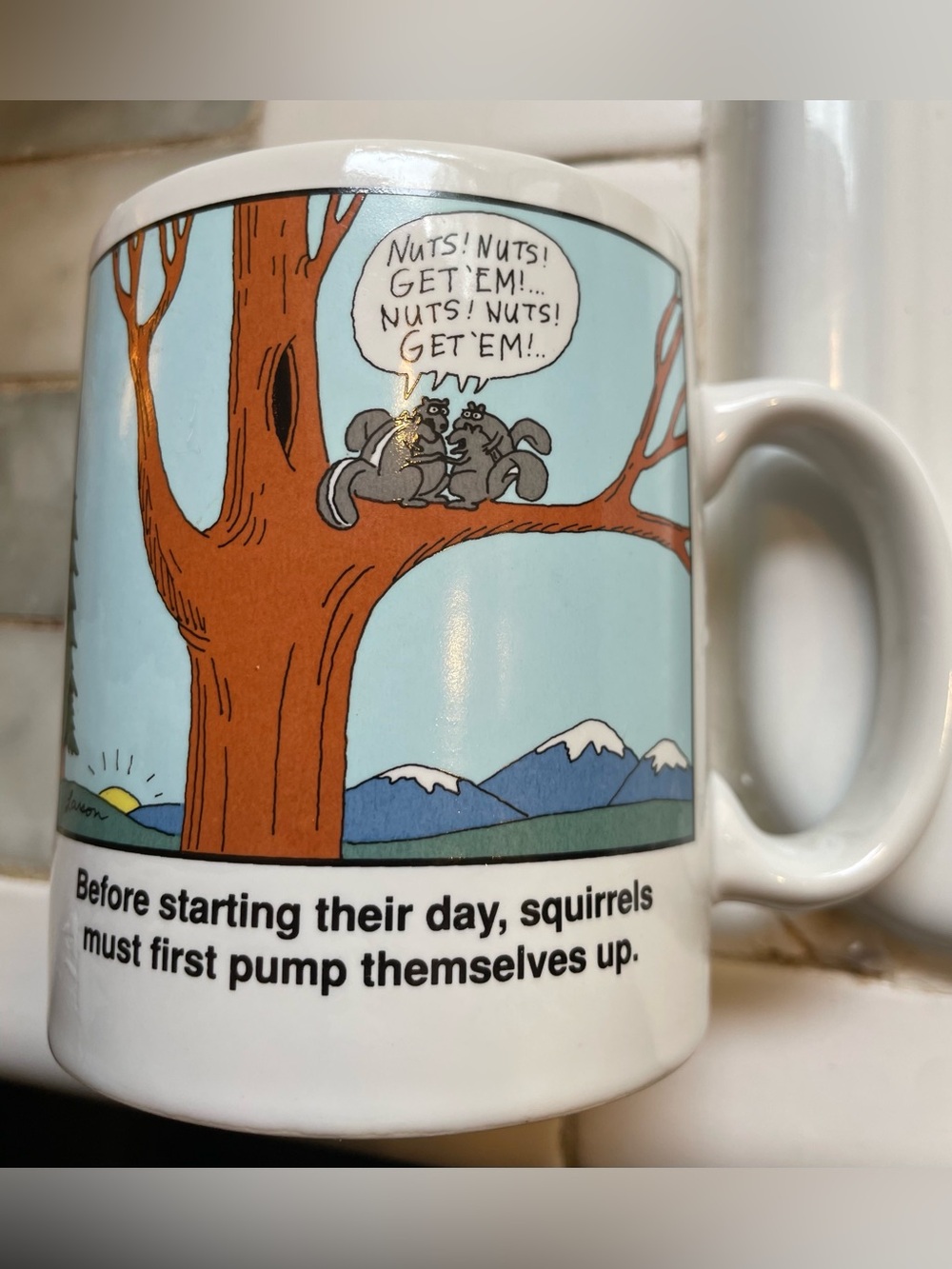 Vintage 1993 The Far Side Gary Larson Squirrel Mug Nuts Nuts Get Em FarWorks HTF